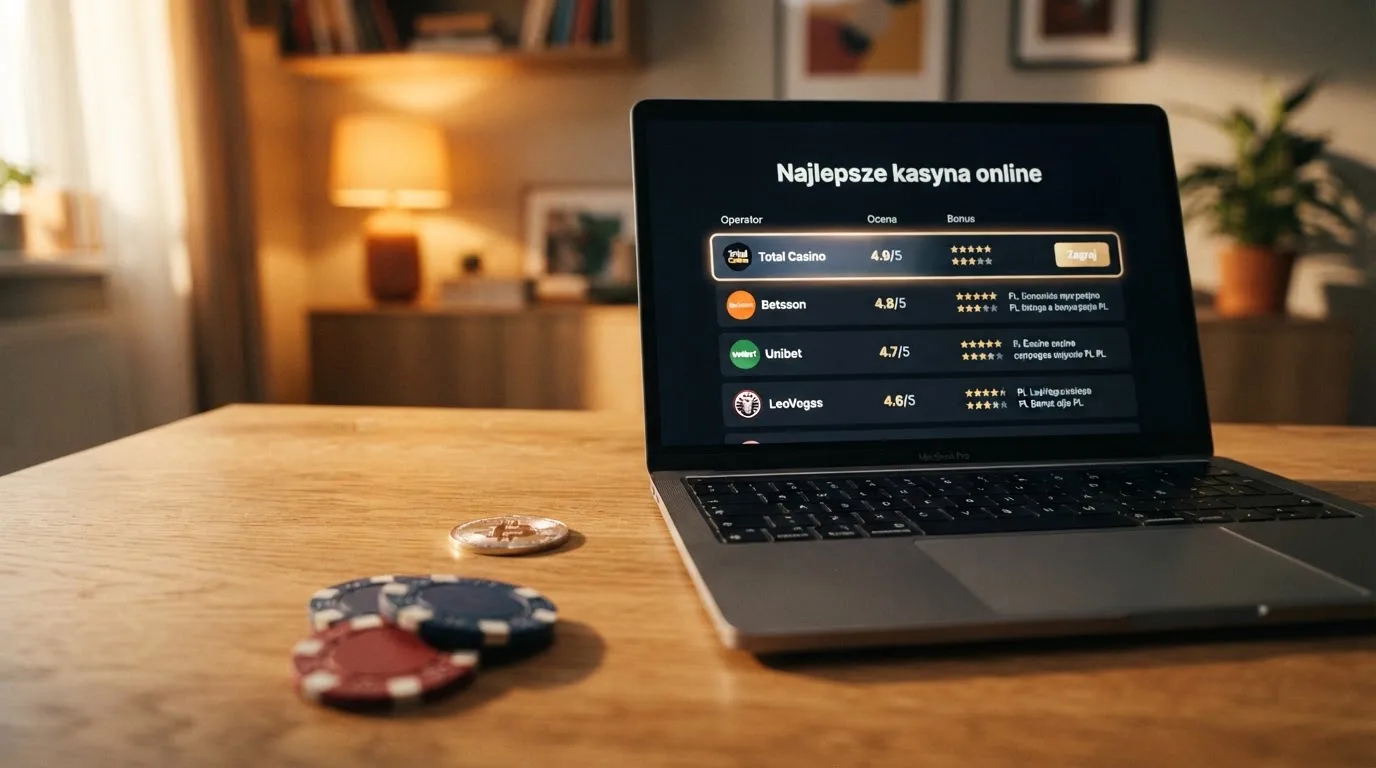 Ranking dziesięciu kart operatorów online ułożonych od najwyżej do najniżej ocenionego na ekranie tabletu.