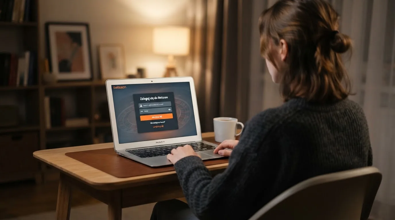 Strona logowania oficjalnej platformy Total Casino na ekranie laptopa, jedynego legalnego kasyna online w Polsce
